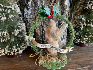 Hand Cast Santa with Tiny Tree Ornament