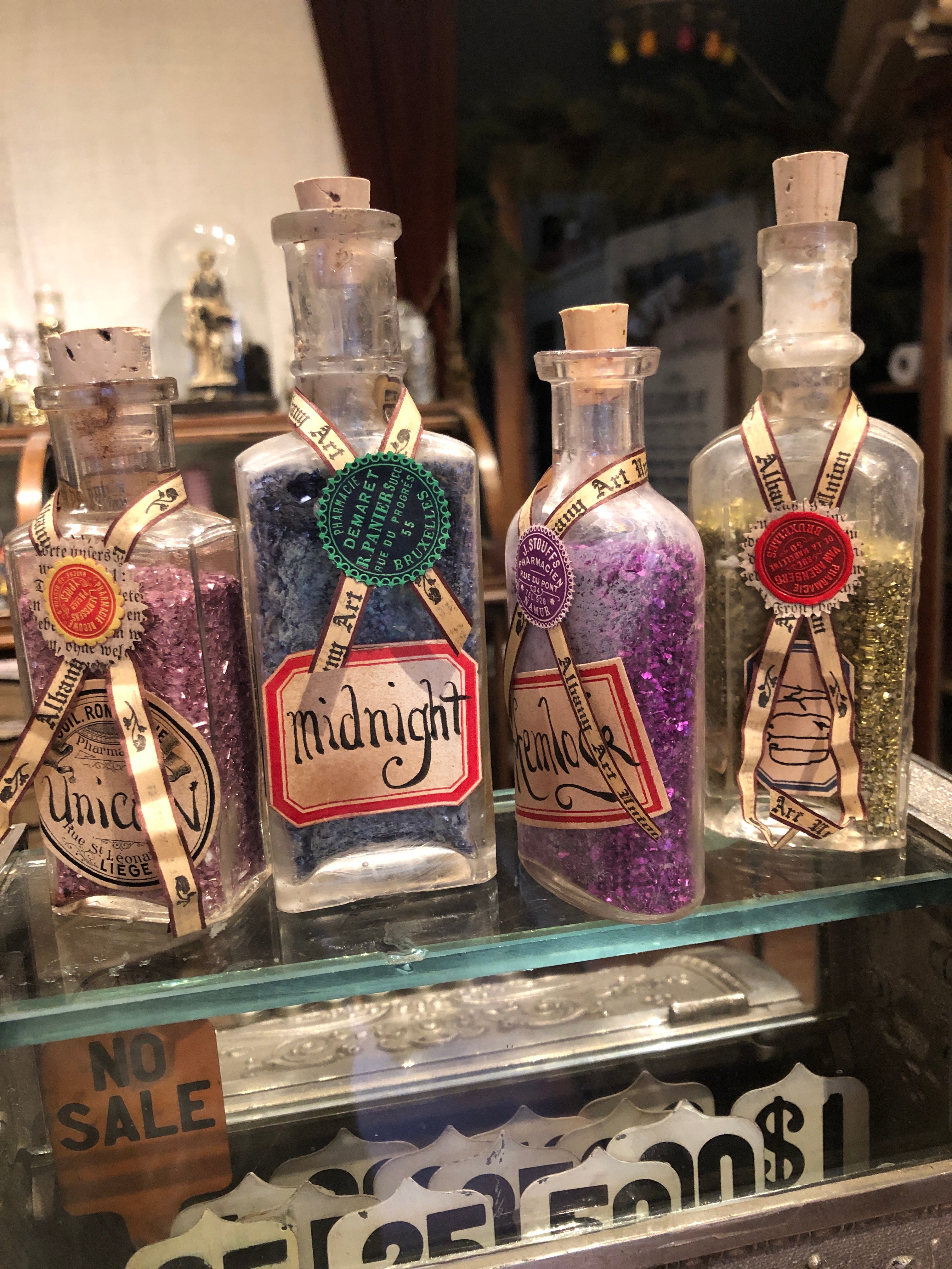 Vintage Glass Glitter in Antique Bottles