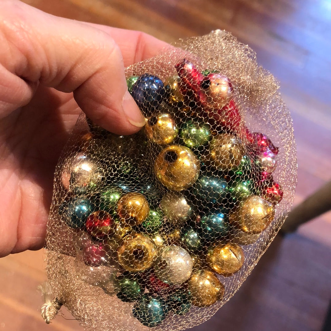 Antique Tricotine Bag full of Antique Glass Beads