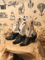 Load image into Gallery viewer, Witchy Shoe Candy Container w Polka Dot Fabric
