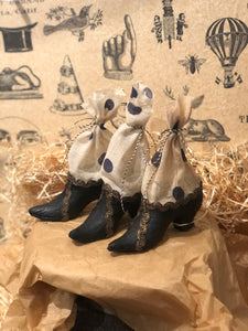 Witchy Shoe Candy Container w Polka Dot Fabric