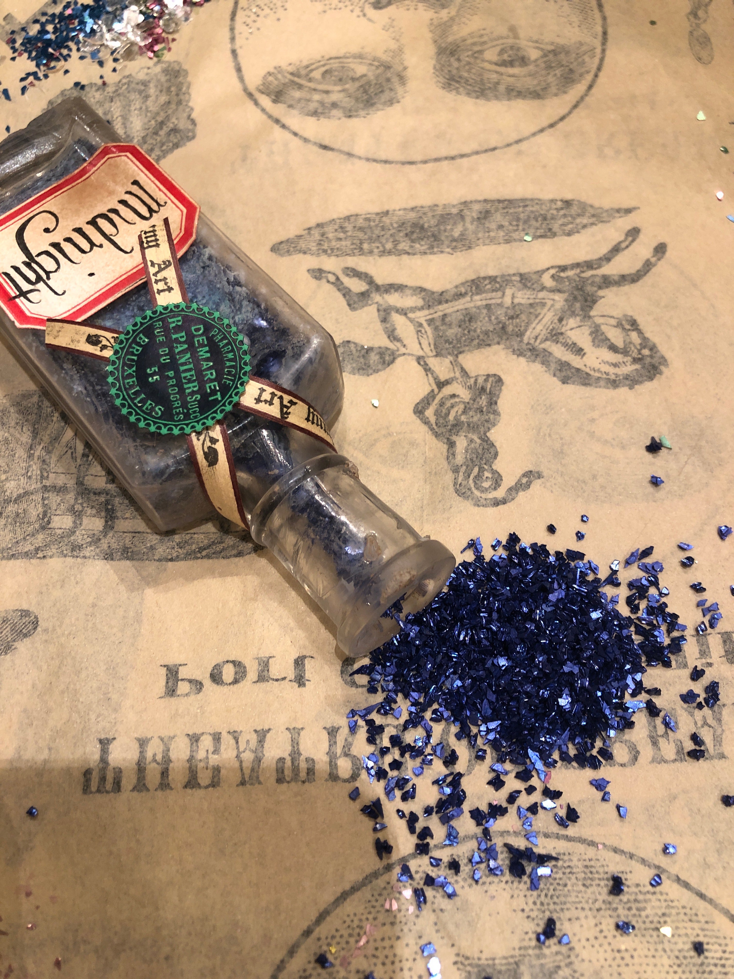 Vintage Glass Glitter in Antique Bottles