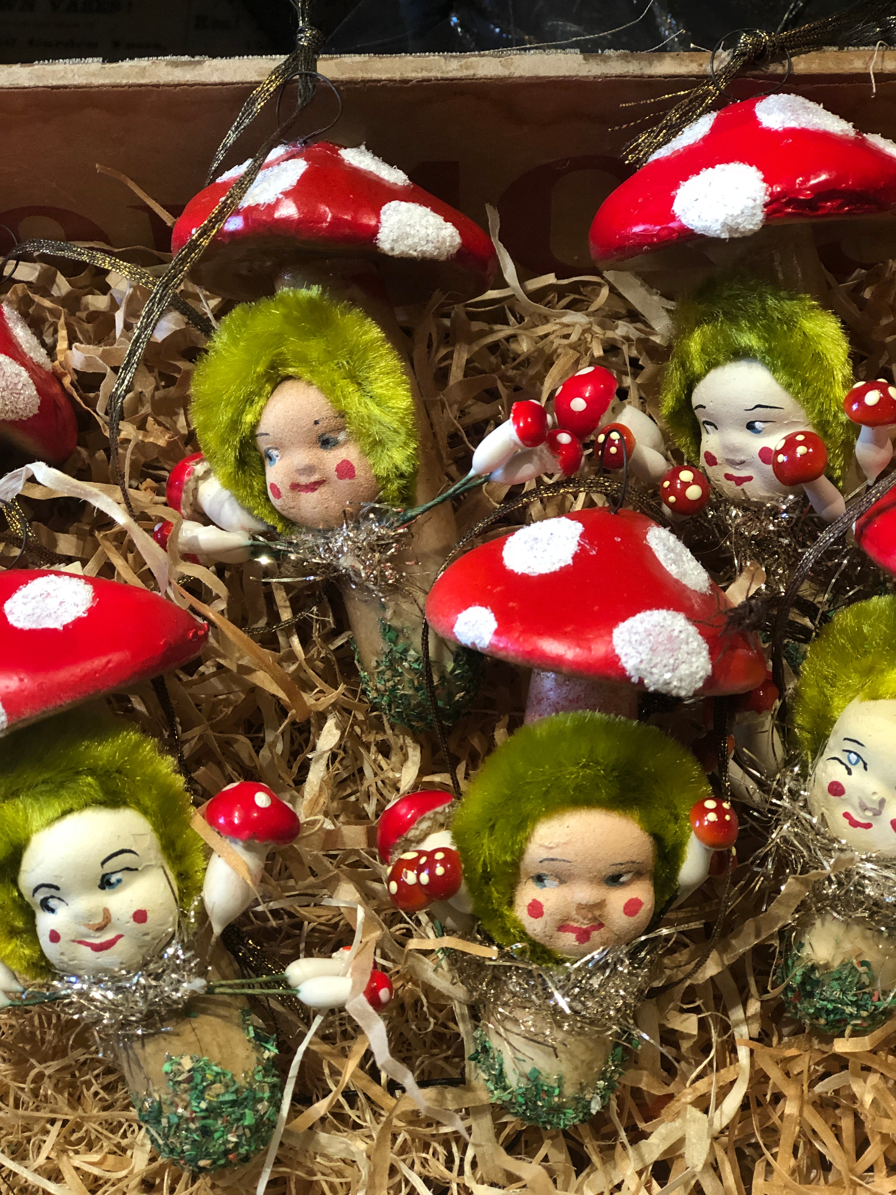 Vintage Mushroom Elves