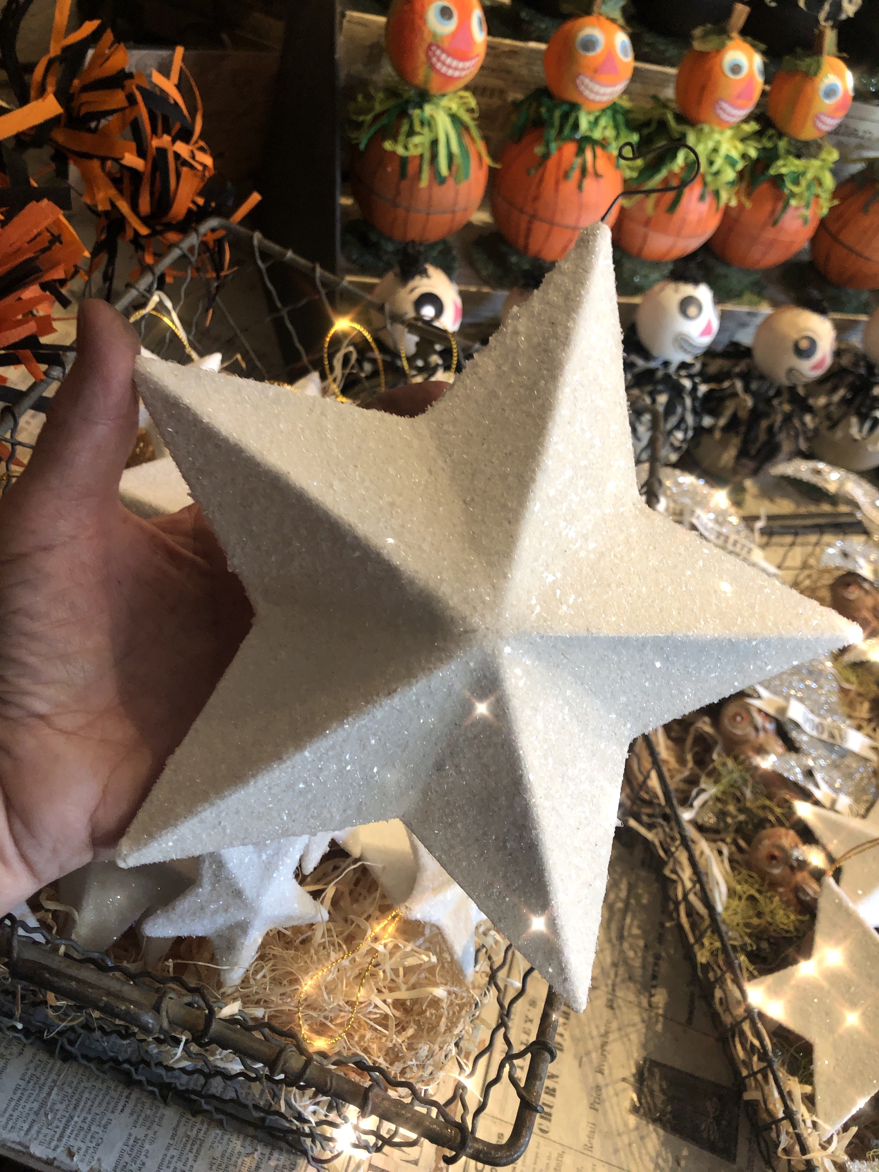 Dimensional White Glitter Stars and Moon