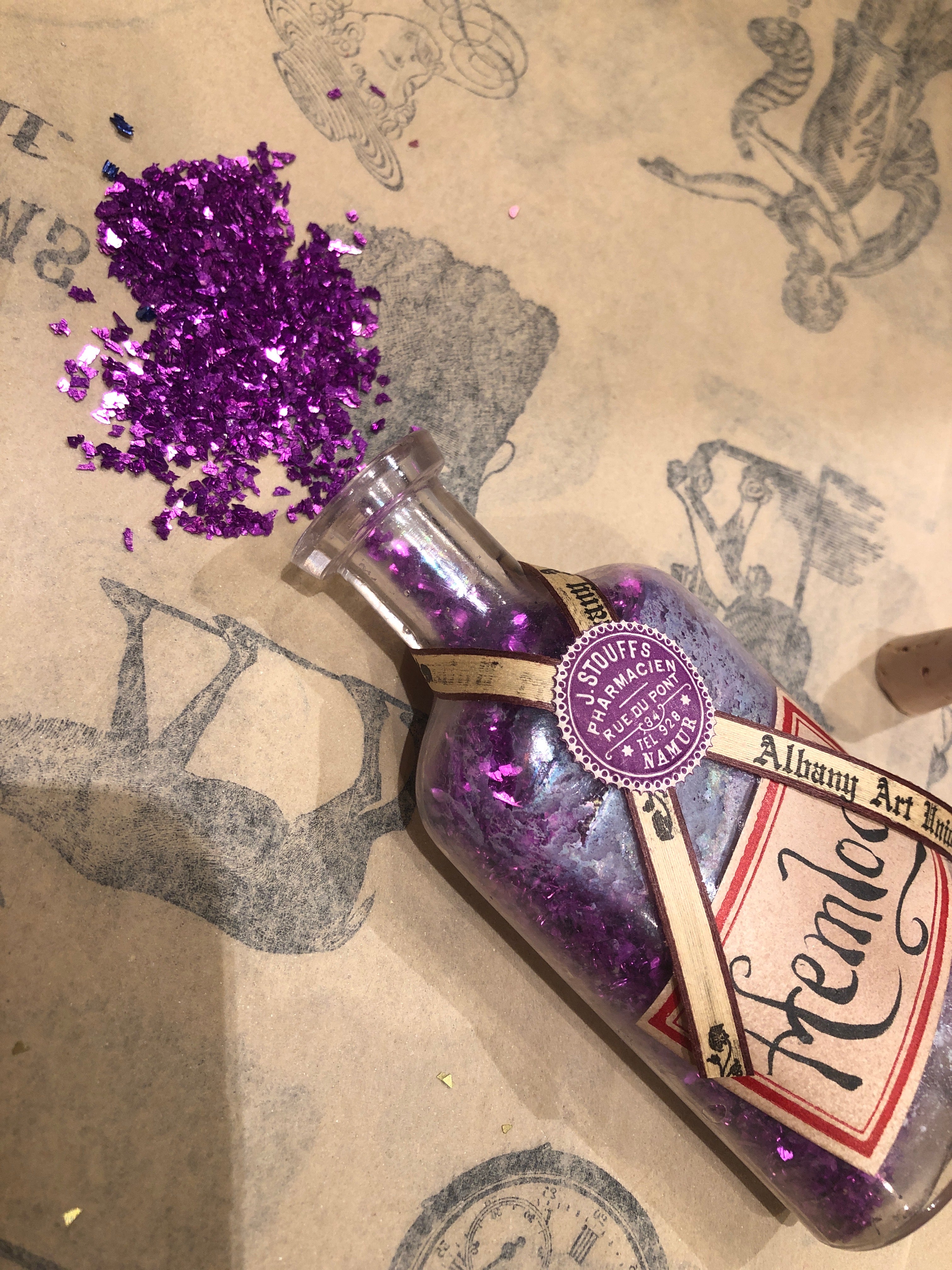 Vintage Glass Glitter in Antique Bottles