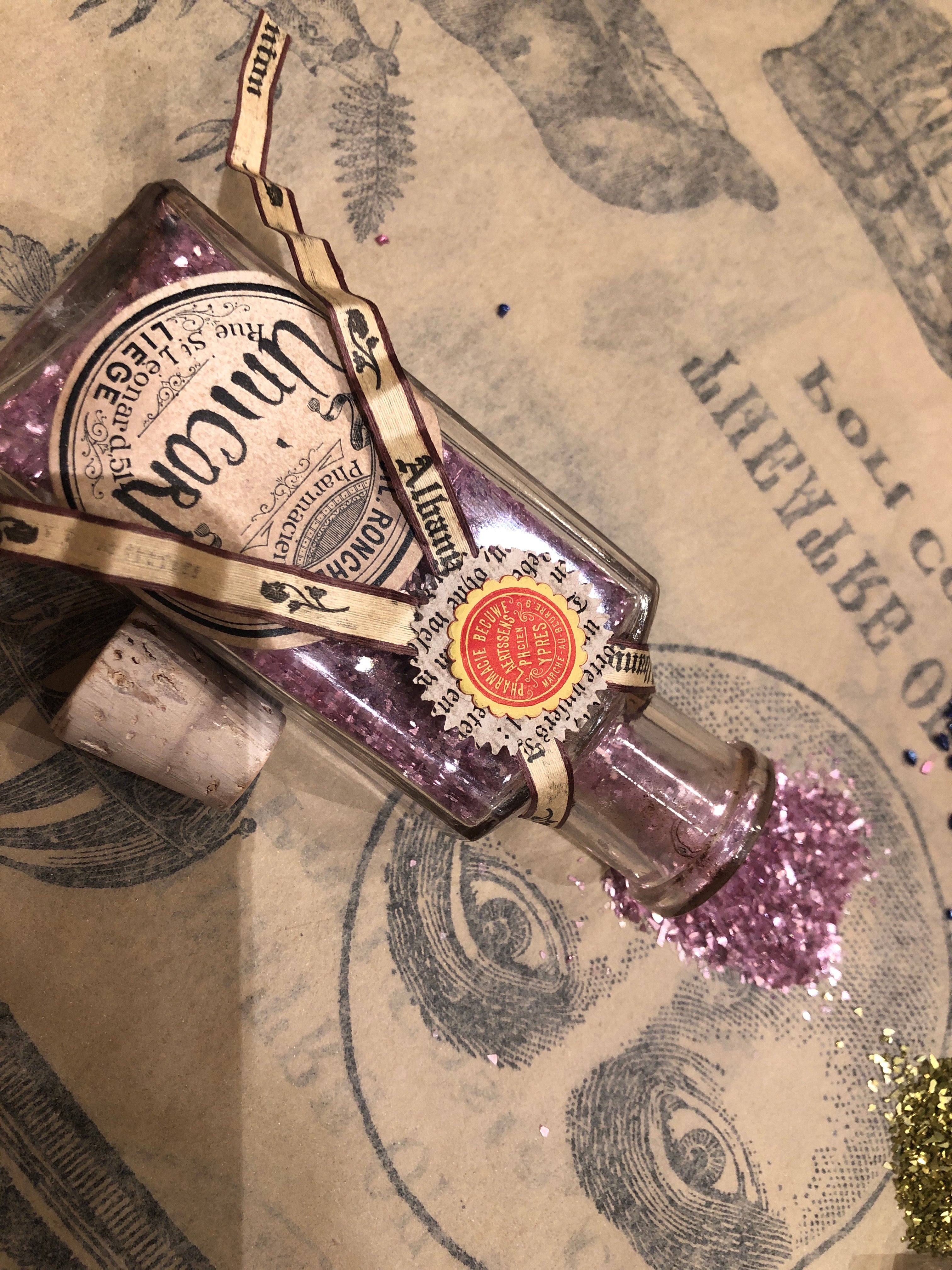 Vintage Glass Glitter in Antique Bottles