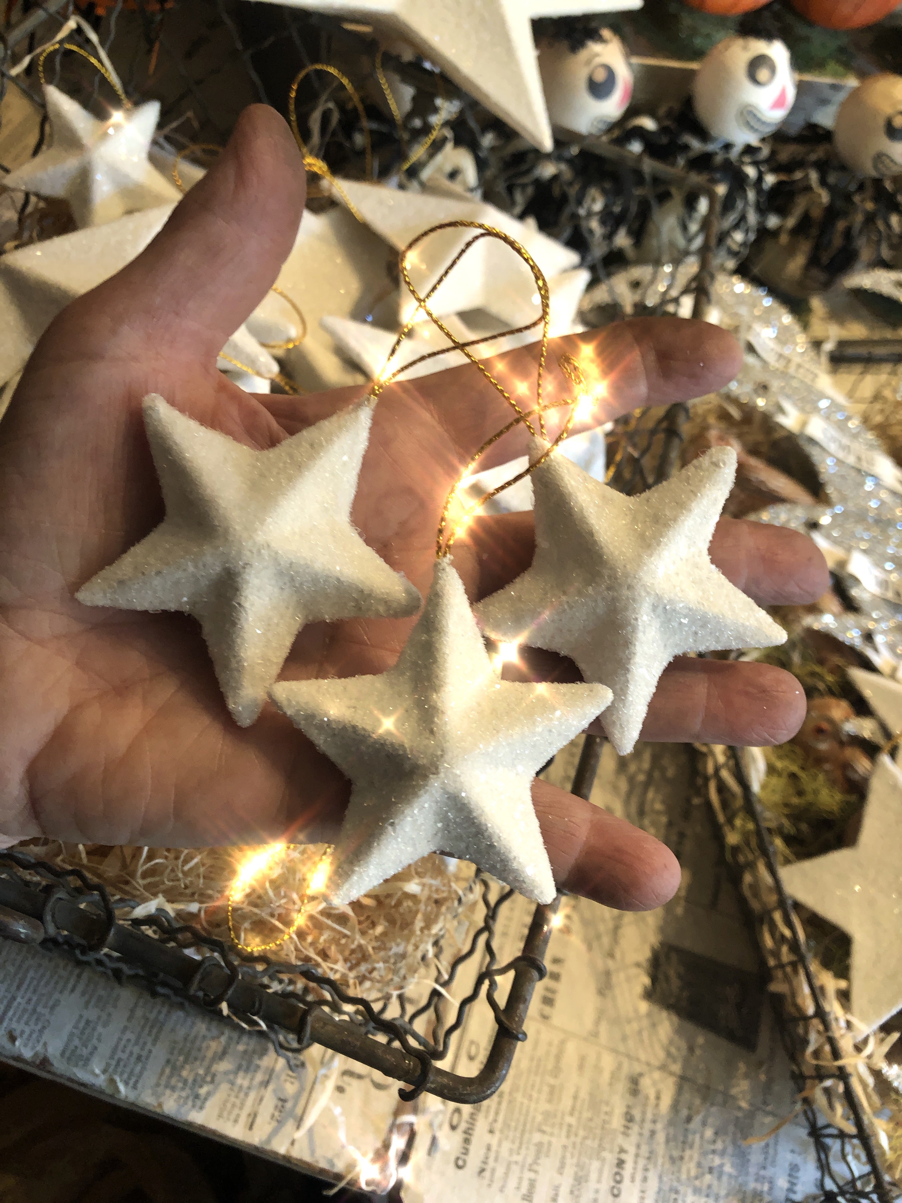 Dimensional White Glitter Stars and Moon