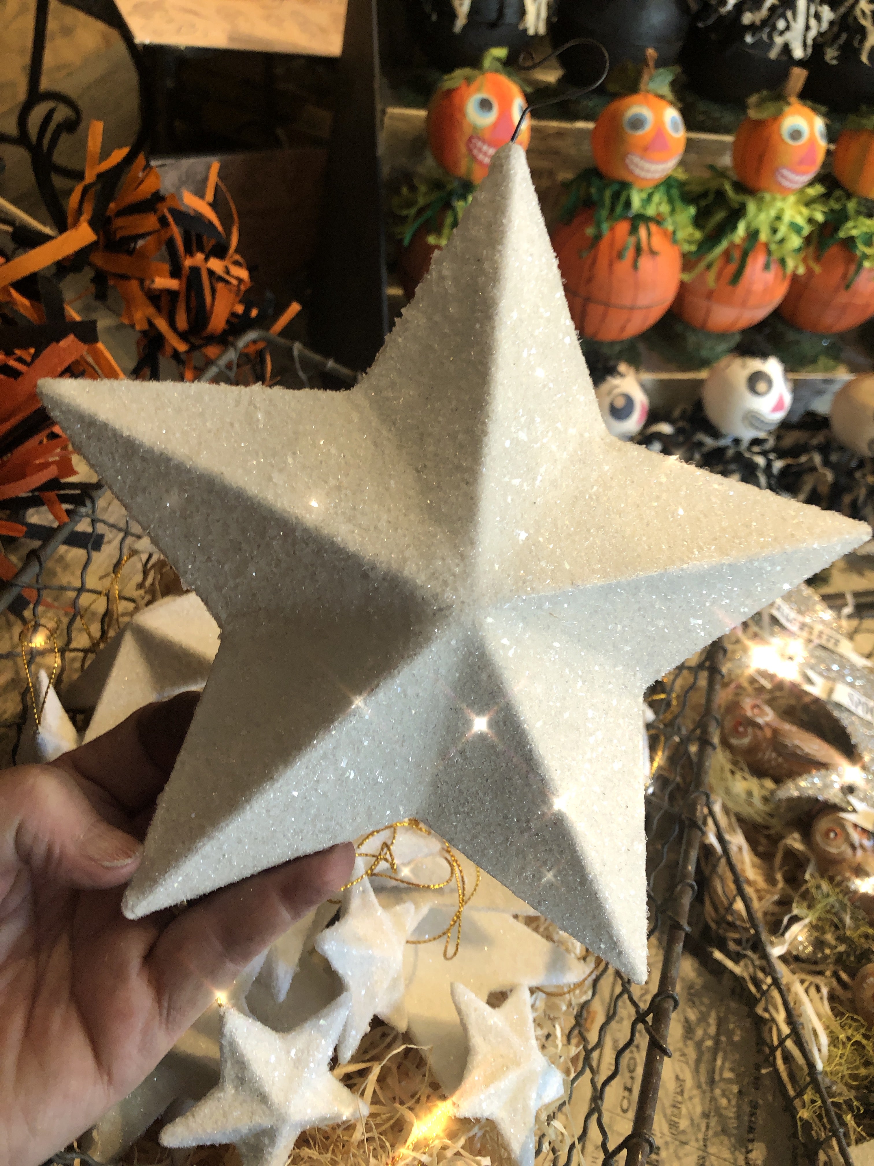 Dimensional White Glitter Stars and Moon