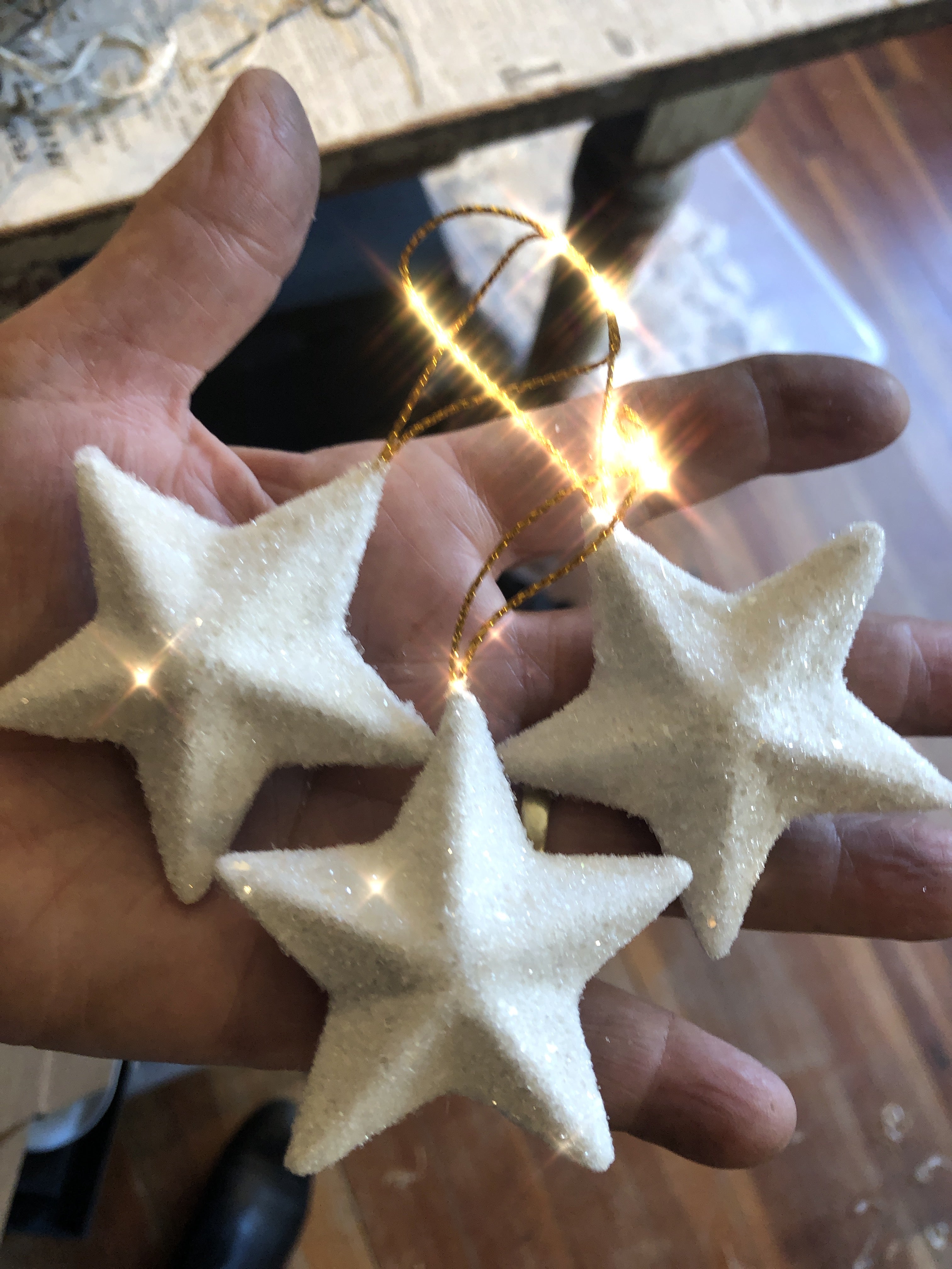 Dimensional White Glitter Stars and Moon