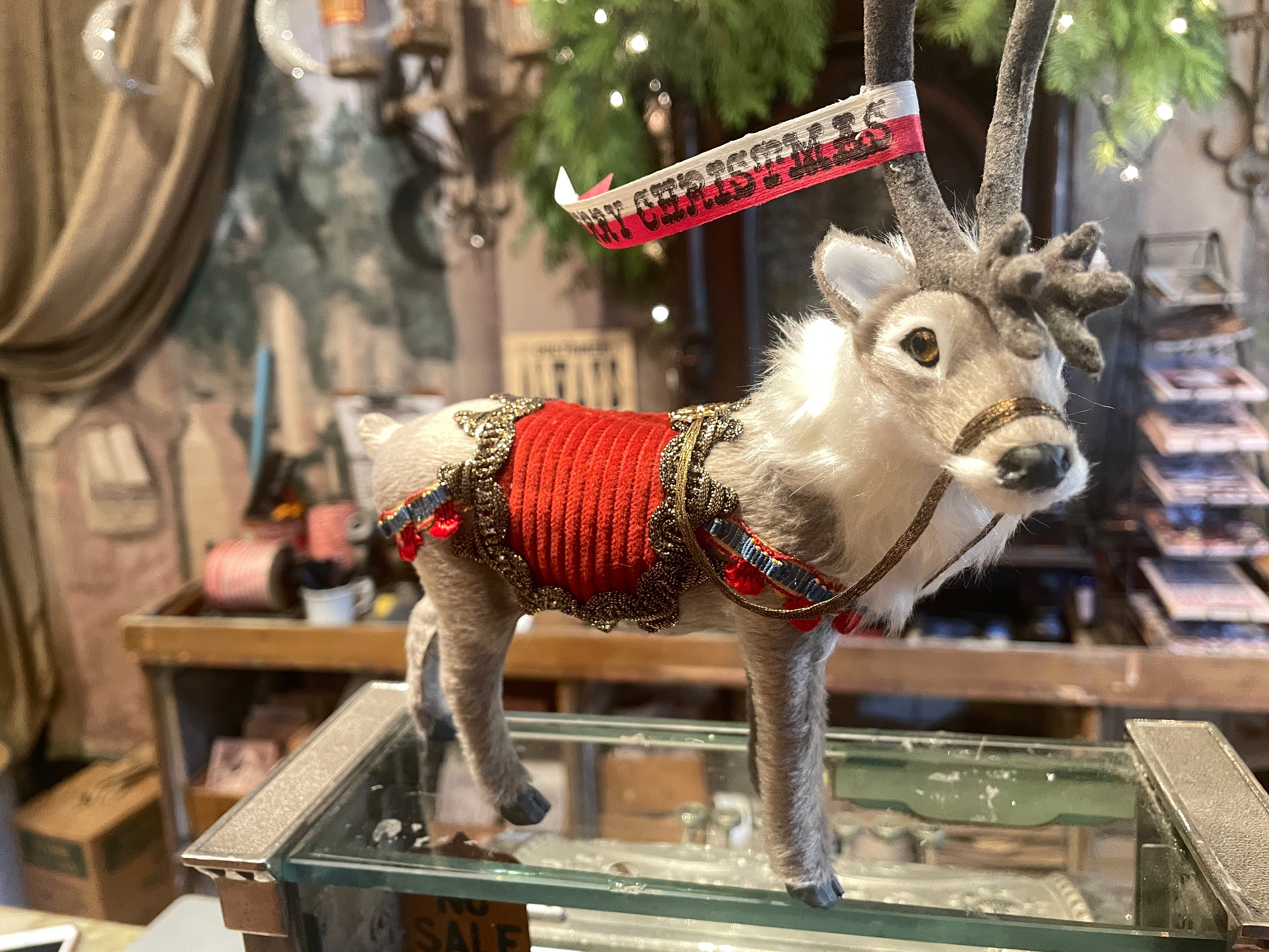Small Reindeer Dressed in Antique Tinsel Trimmings