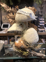 Load image into Gallery viewer, Winter White Mushroom &amp; Bird Display
