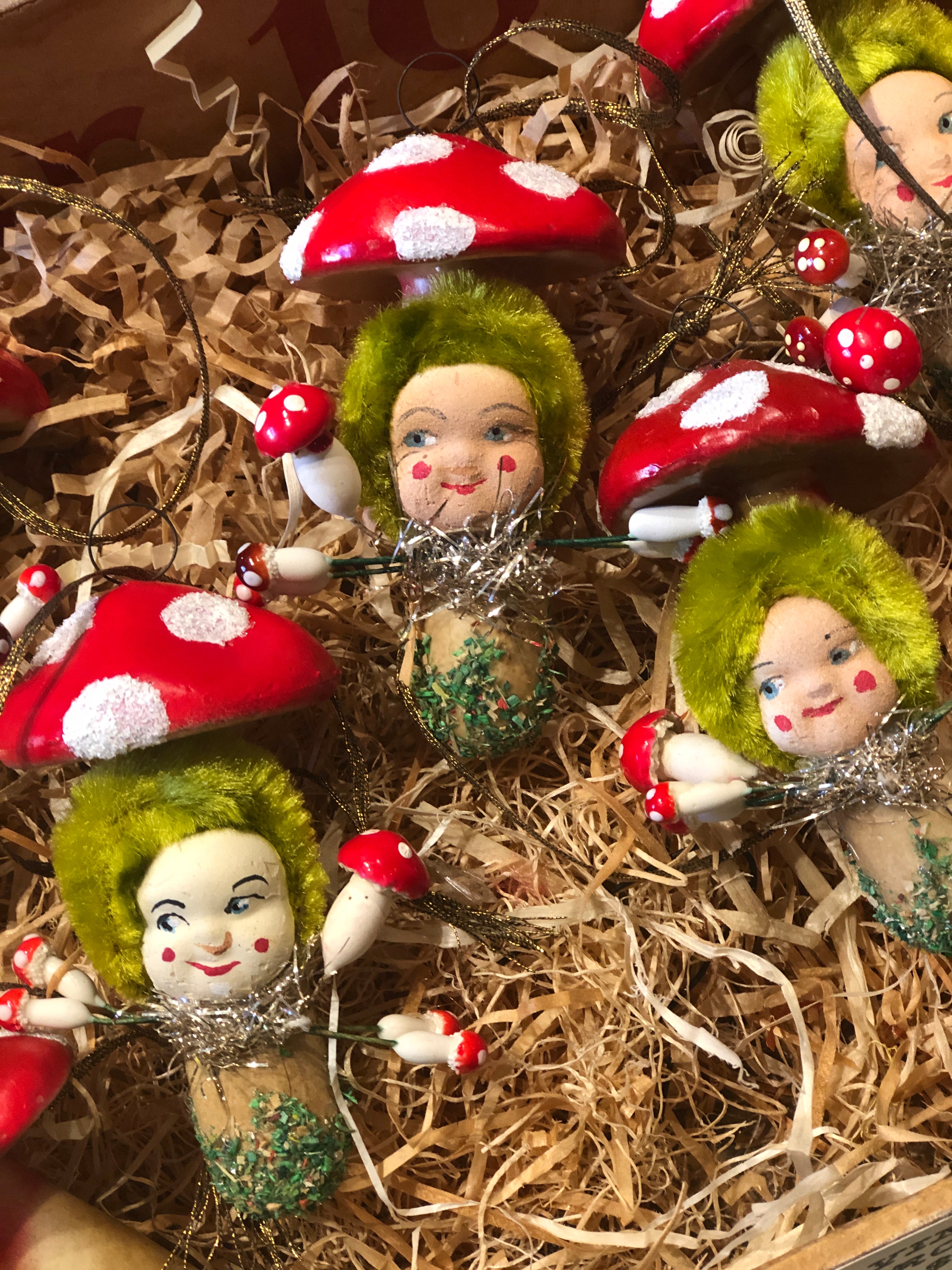 Vintage Mushroom Elves