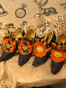 Black Glitter Witchy Shoes with Antique Die Cut