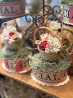 Load image into Gallery viewer, Tiny Basket of Antique Flowers Gift Box
