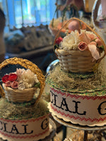 Load image into Gallery viewer, Tiny Basket of Antique Flowers Gift Box
