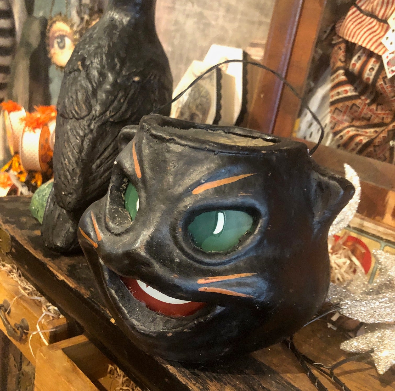 Plaster Composition Black Cat Lanterns