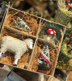 Load image into Gallery viewer, Tiny Christmas Vignette with Lamb in Vintage Box
