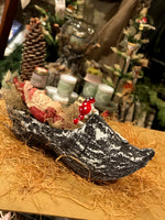 Load image into Gallery viewer, French Faux Bois Christmas Slipper with Belsnickle
