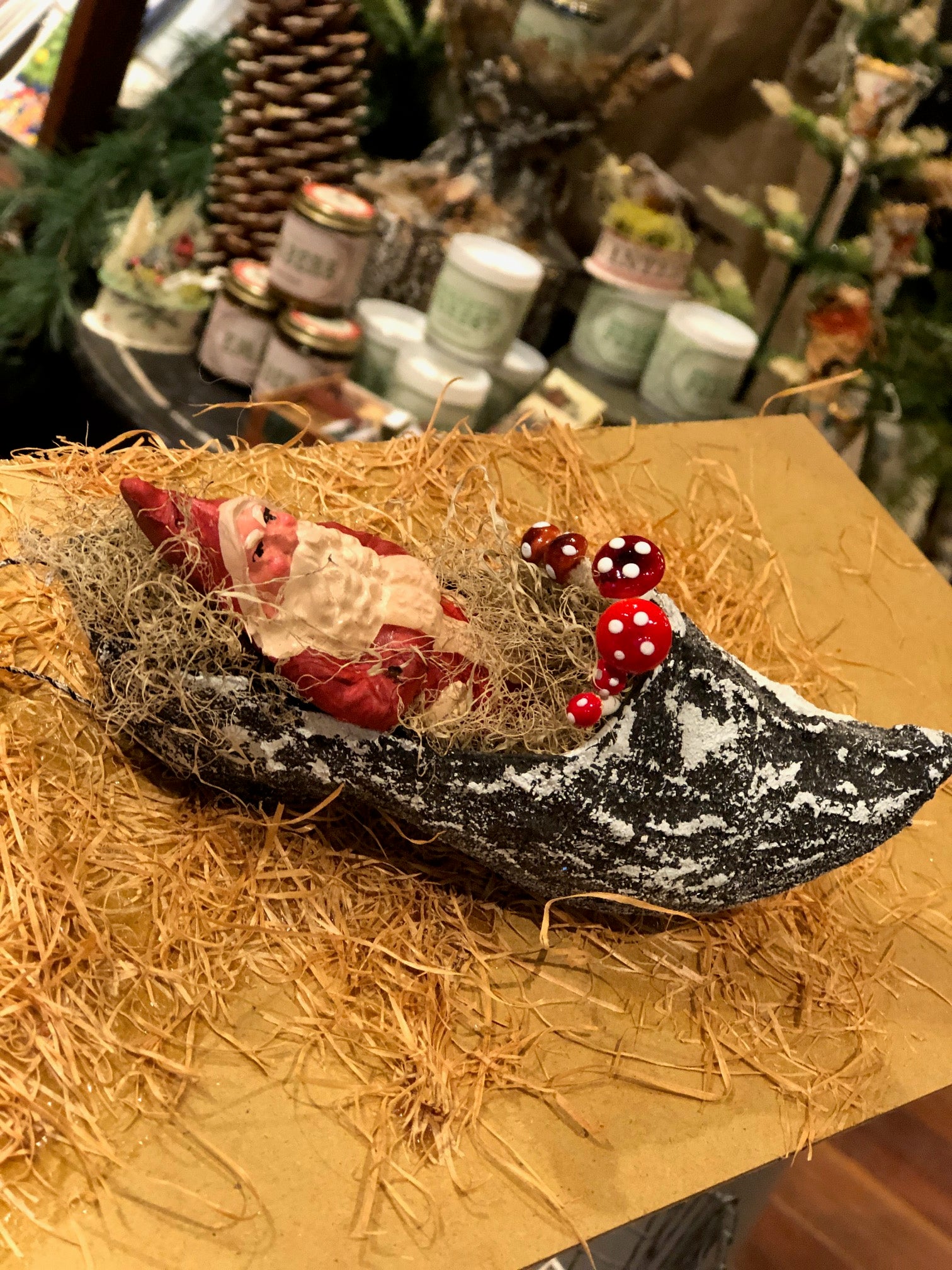 French Faux Bois Christmas Slipper with Belsnickle