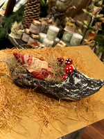 Load image into Gallery viewer, French Faux Bois Christmas Slipper with Belsnickle
