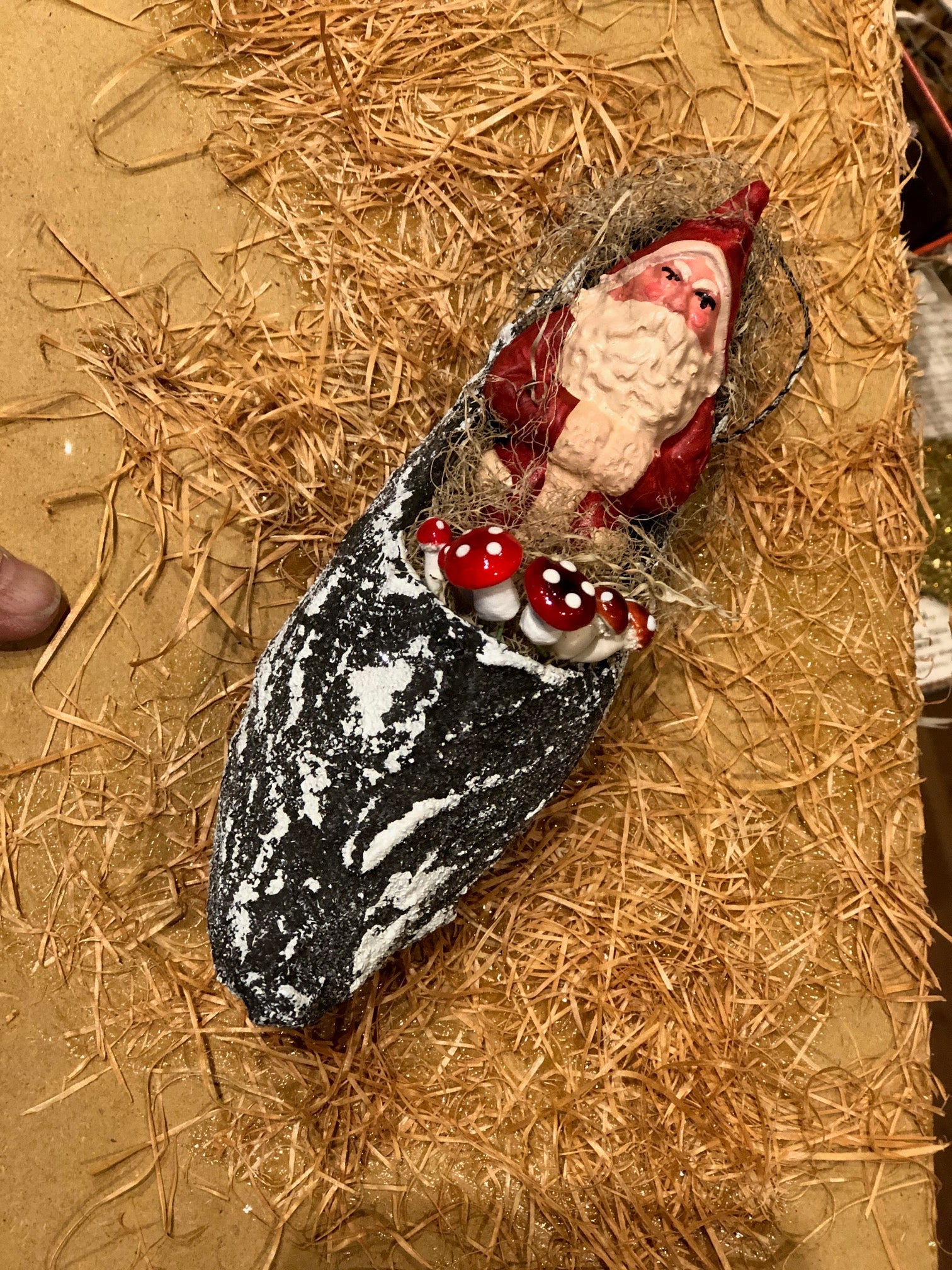 French Faux Bois Christmas Slipper with Belsnickle