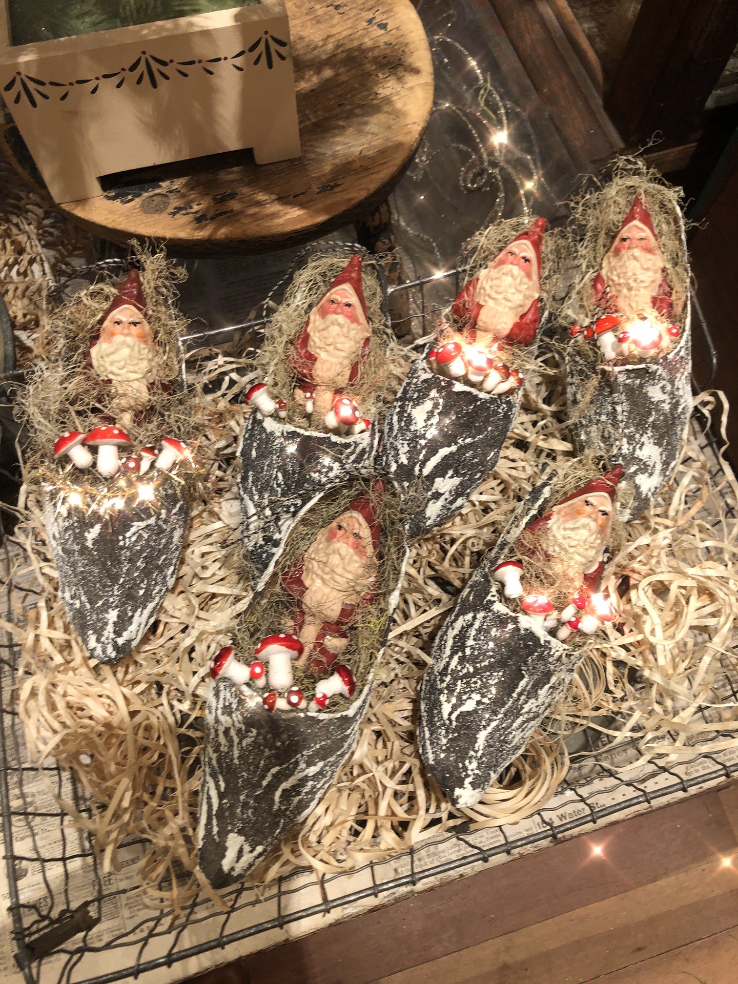 French Faux Bois Christmas Slipper with Belsnickle