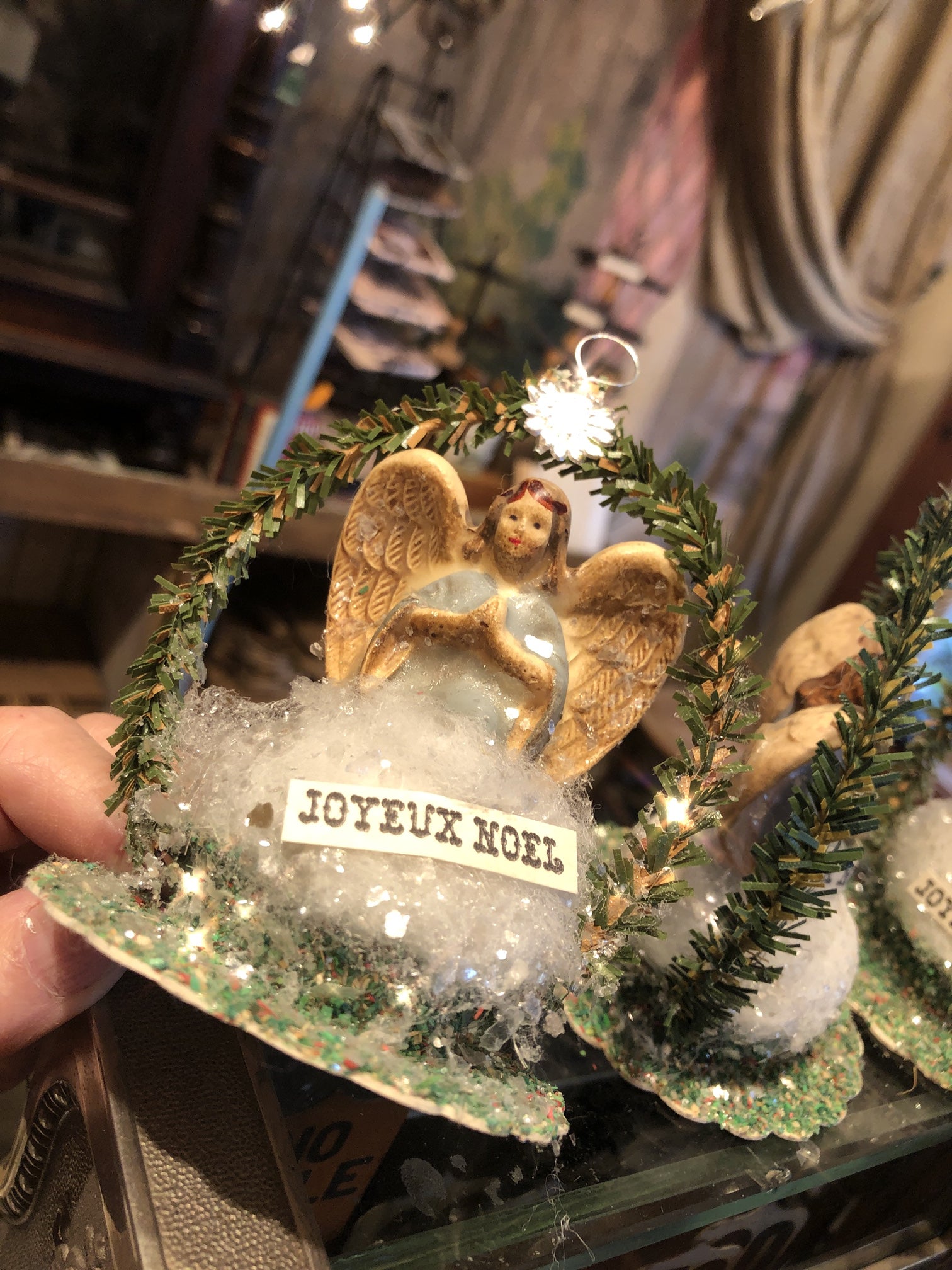 Vintage Creche Angel Figure on Cotton Cloud