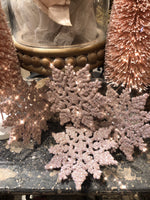 Load image into Gallery viewer, Pink and Silver Glittered Snowflakes
