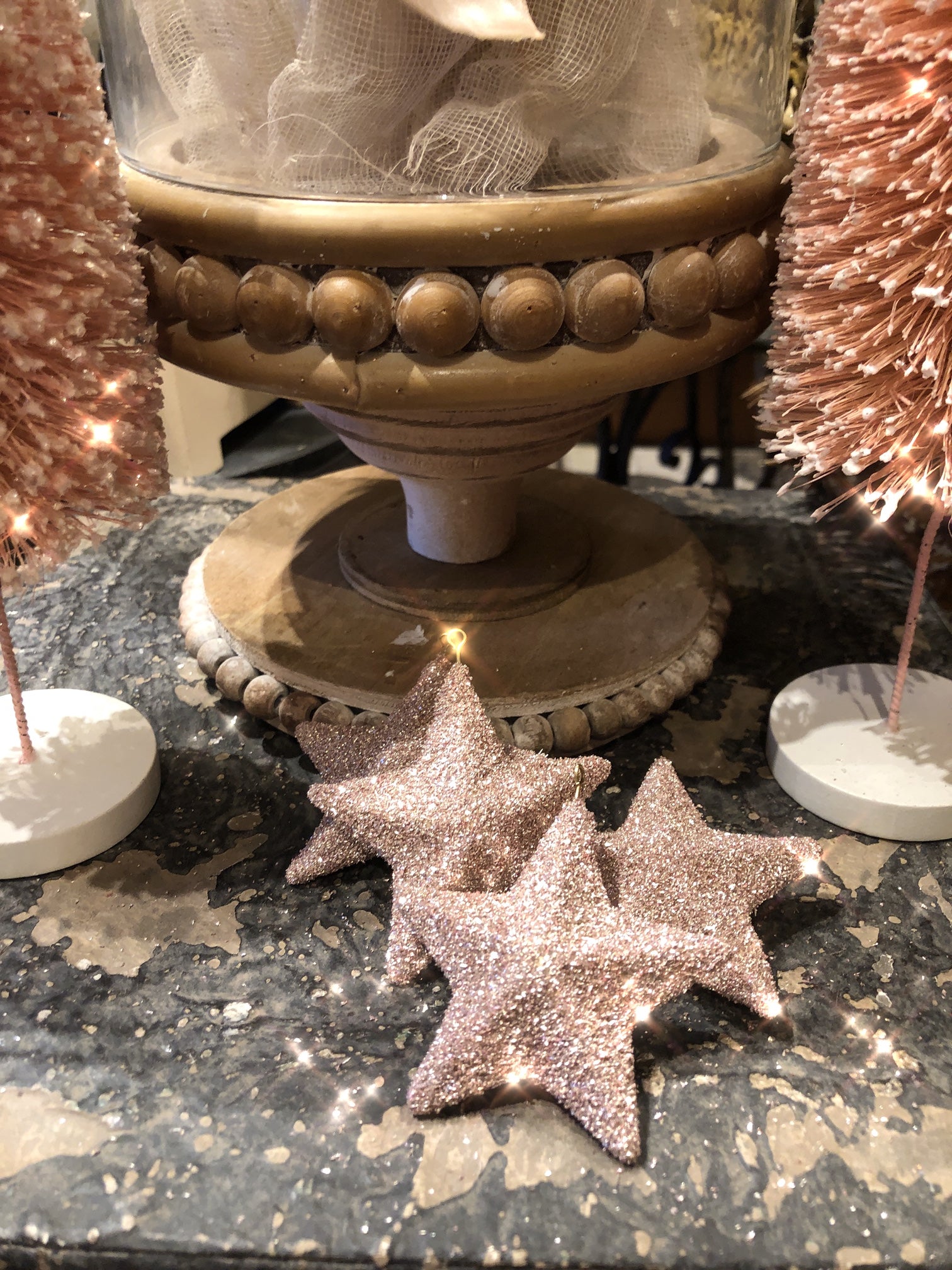 Silver Pink & White Glitter Stars and Moon!