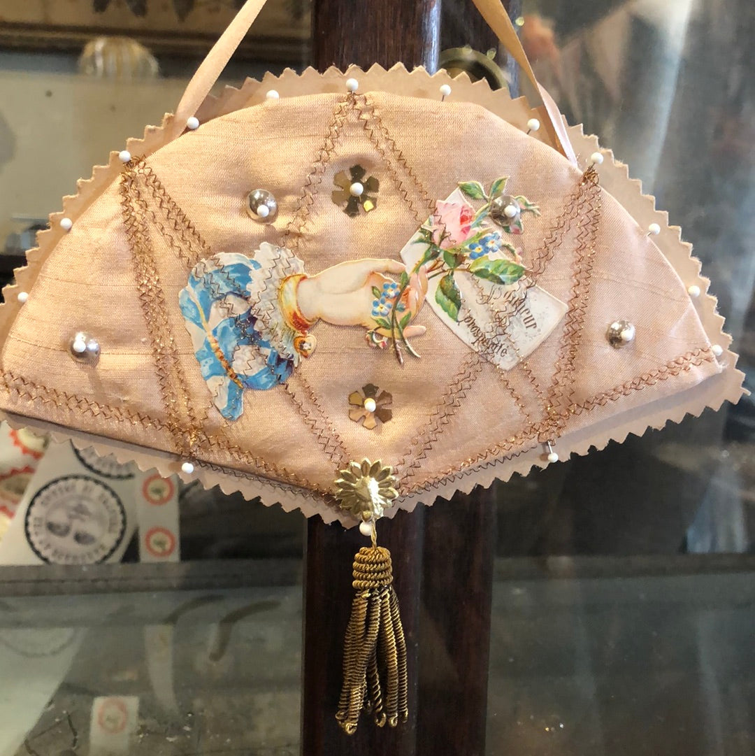 Pink Silk Fan Ornament