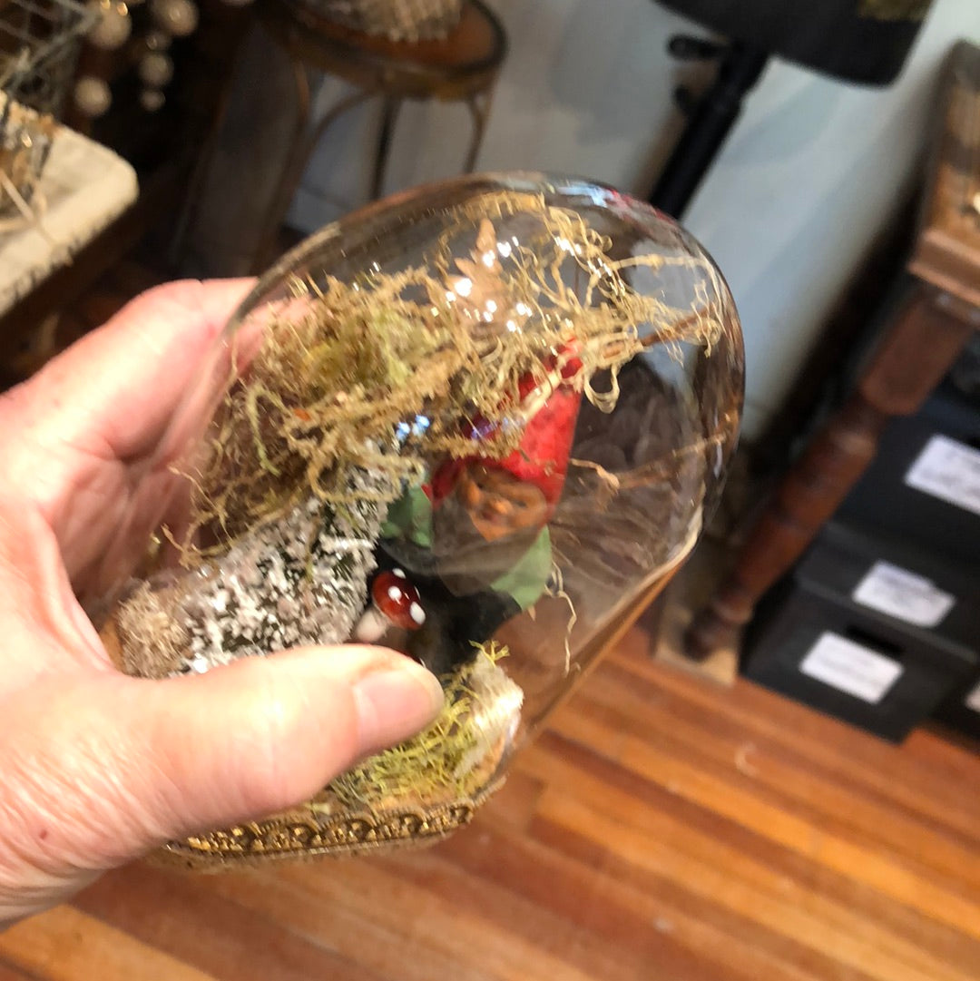 Antique German Miniature Gnomes in a Glass Dome