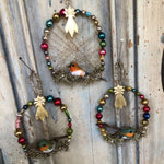 Load image into Gallery viewer, Vintage Bird in Antique Beaded Wreath
