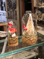 Load image into Gallery viewer, Set of Two Miniature Glass Domes With Tree and Mushrooms
