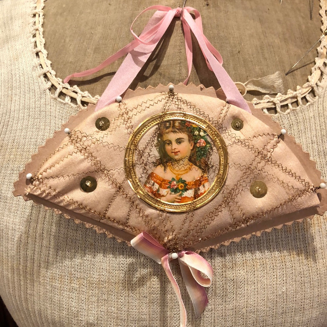 Pink Silk Fan Ornament