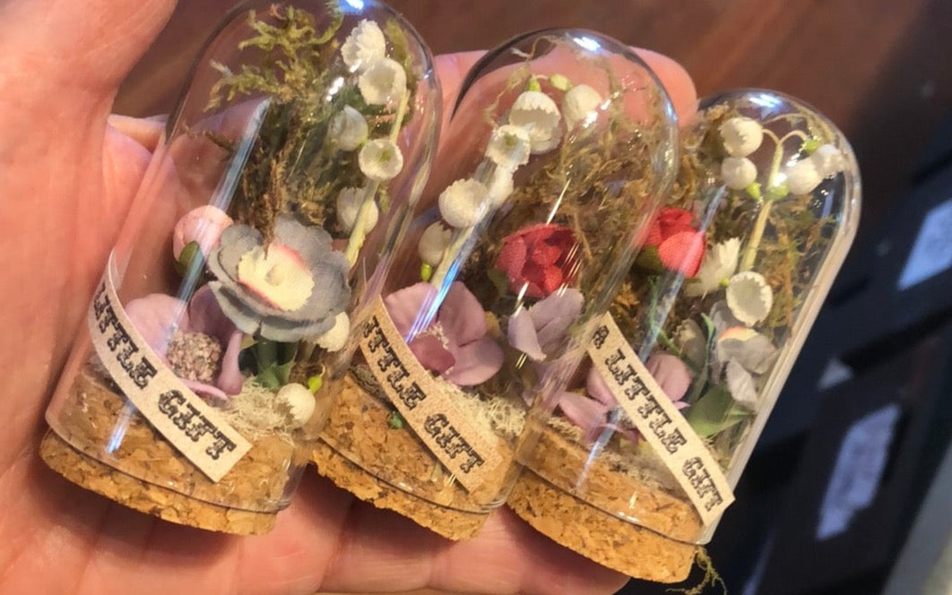 Bouquet of Vintage Flowers Under Tiny Dome