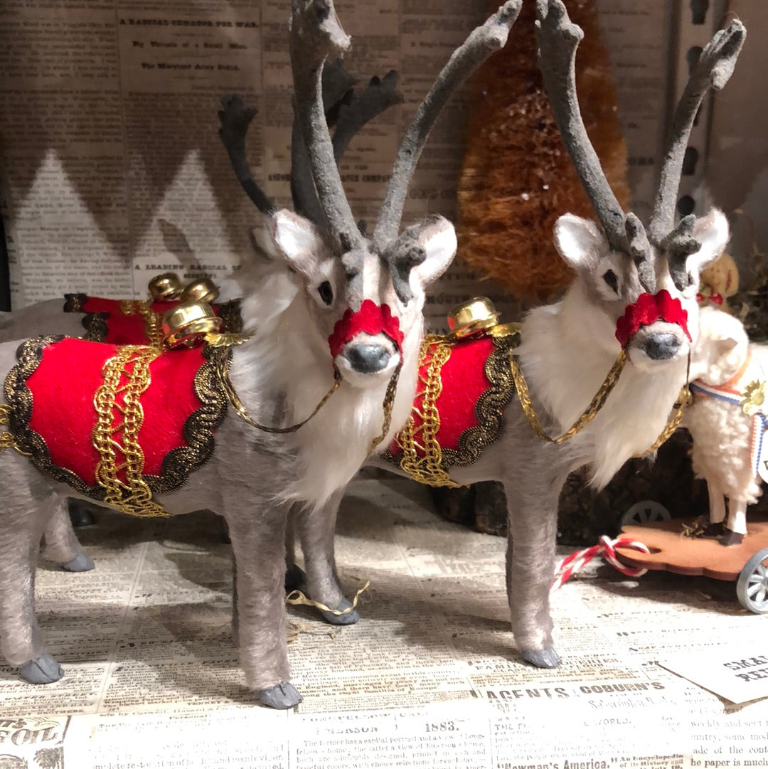 Small Reindeer Dressed in Antique Tinsel Trimmings