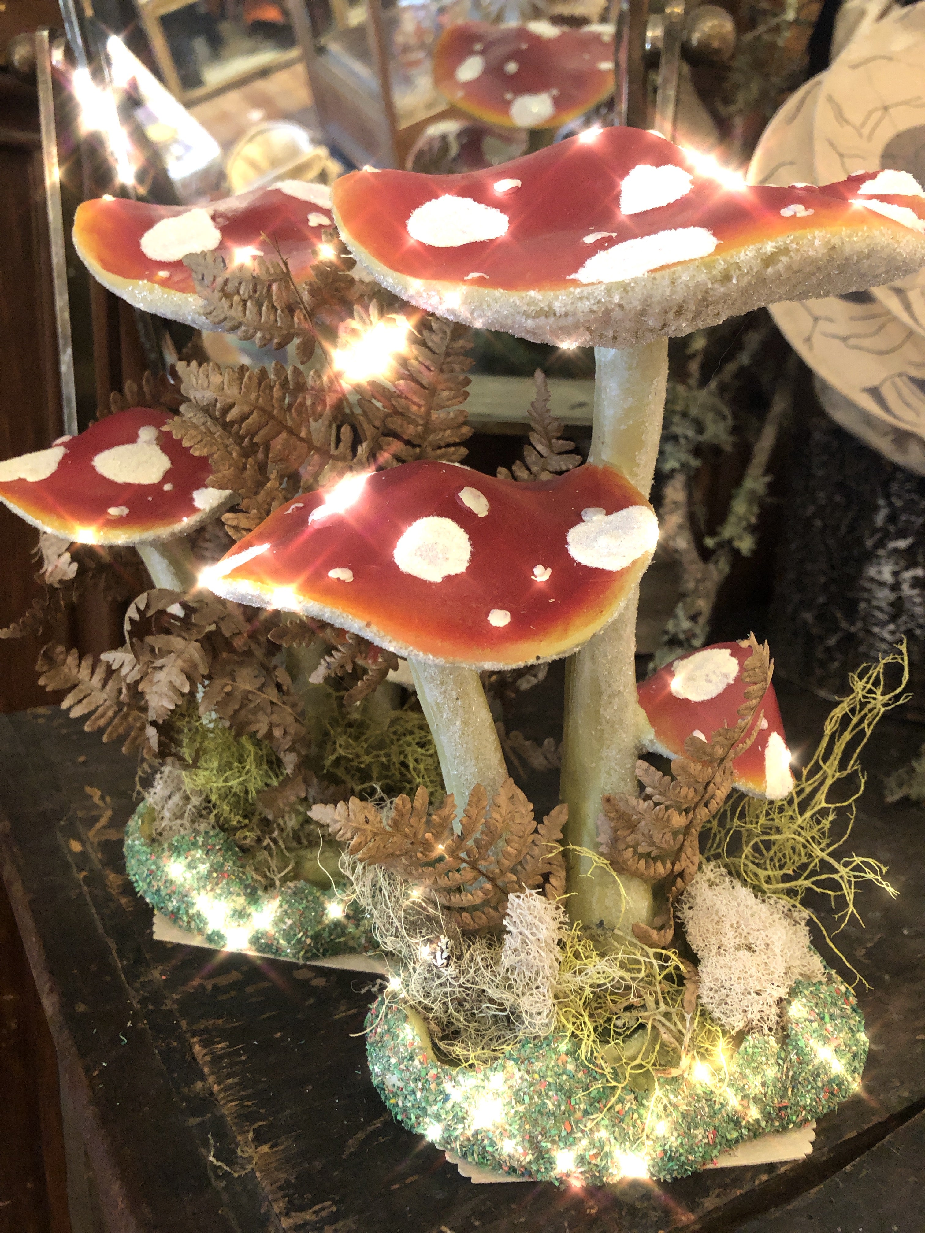 Glittery Display Mushroom Group