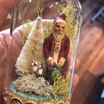 Load image into Gallery viewer, Antique German Woodsman Santa Under Glass Dome
