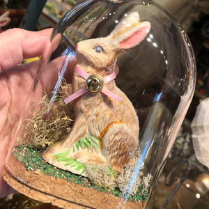 Hand Cast Bunny Under Glass Dome