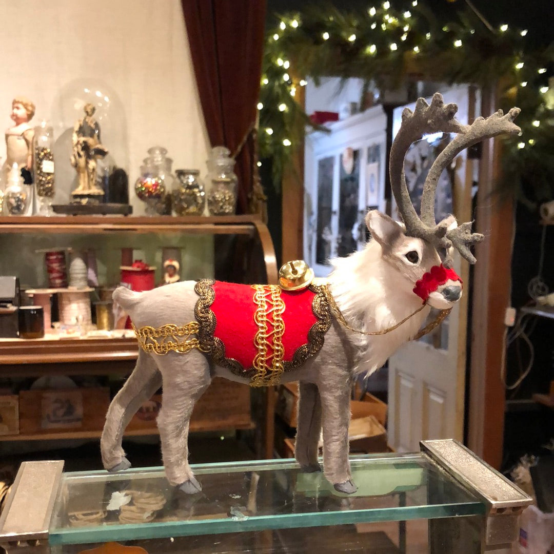 Small Reindeer Dressed in Antique Tinsel Trimmings