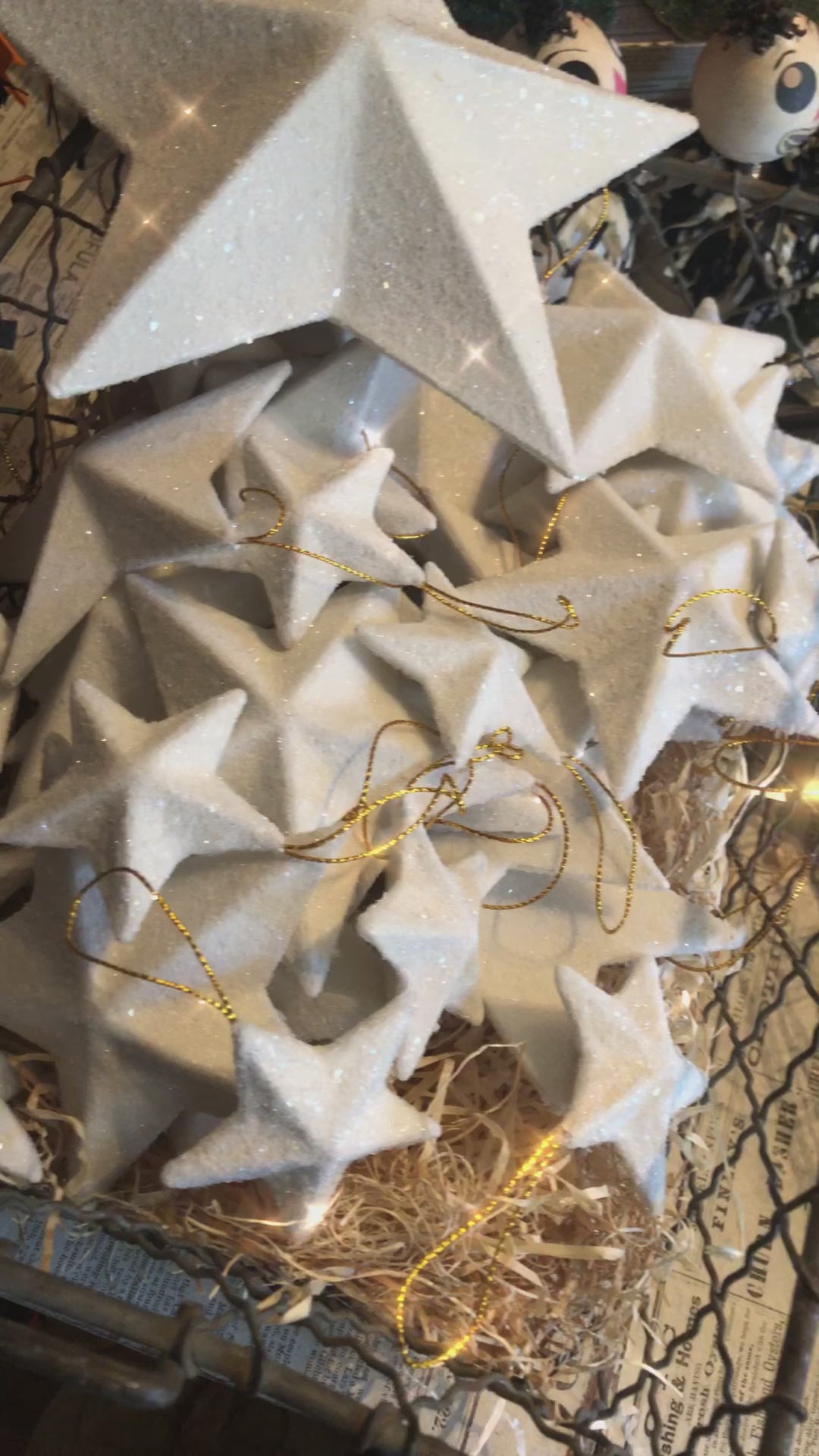 Dimensional White Glitter Stars and Moon