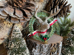 Load image into Gallery viewer, Glittered Reindeer and Wreath Ornament
