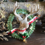 Load image into Gallery viewer, Glittered Reindeer and Wreath Ornament
