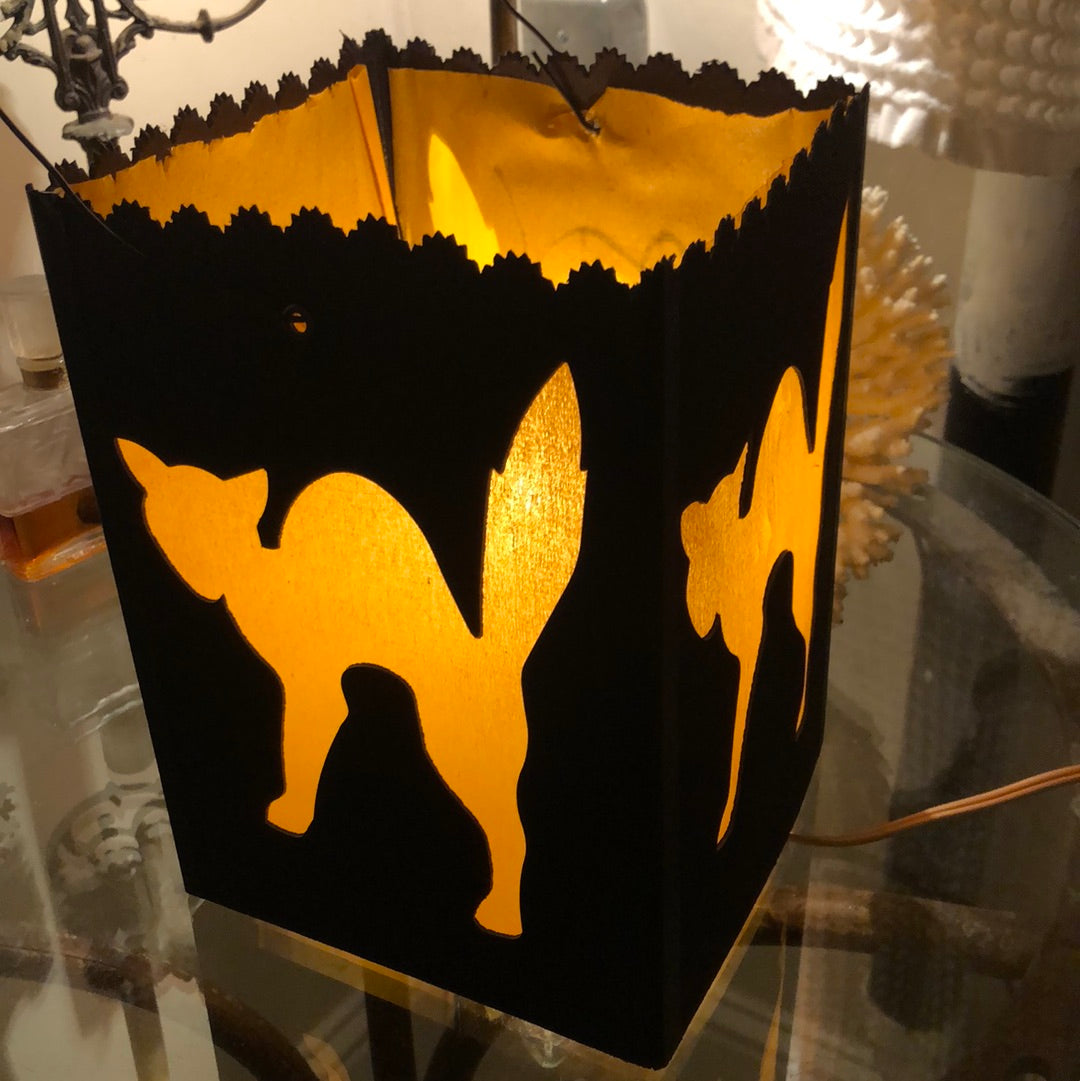 Cat Silhouette Lantern with Candle Lamp