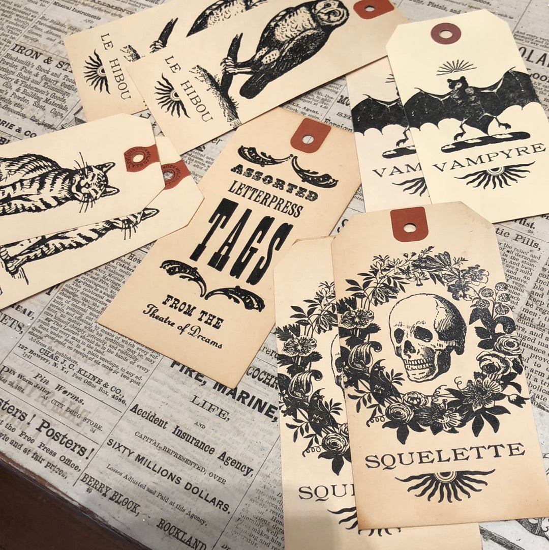 Spooky Letterpress Vintage Tags