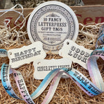 Load image into Gallery viewer, Letterpress Gift Tag Tie-ons with Assorted Ribbon
