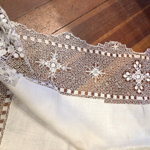 Antique Lacy Linen Tablecloth