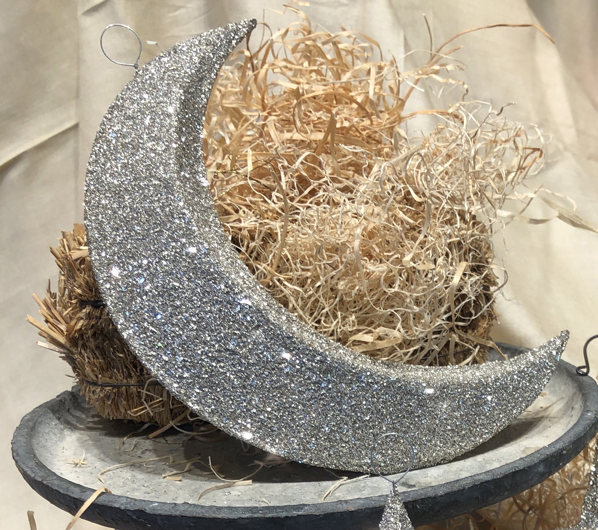 Silver Pink & White Glitter Stars and Moon!